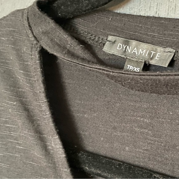 Dynamite Black Choker V-Neck Tee - Size XS - Picture 2 of 4